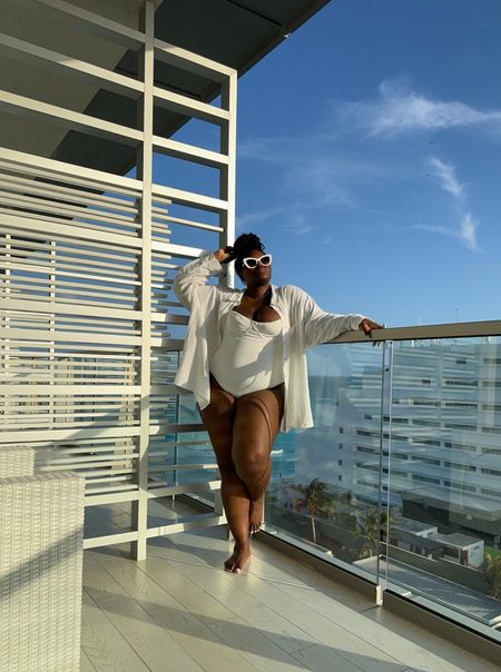 All white look beach pool day look wearing @targetstyle linen shirt in a size 3X and a skims one piece

#LTKstyletip #LTKtravel #LTKfindsunder50