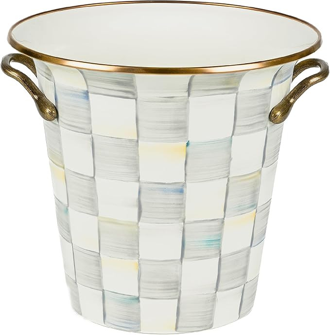 MACKENZIE-CHILDS Wine Cooler, Champagne and Wine Bucket, Ice Bucket, Gray-and-White Sterling Chec... | Amazon (US)
