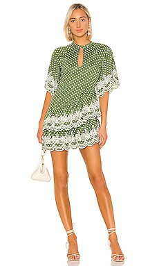Tularosa Alma Embroidered Dress in Moss Green Polka Dot from Revolve.com | Revolve Clothing (Global)