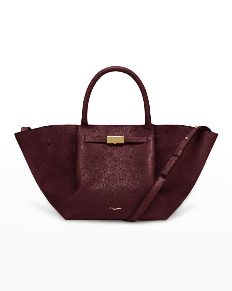 DeMellier Midi New York Buckle Leather Tote Bag | Neiman Marcus