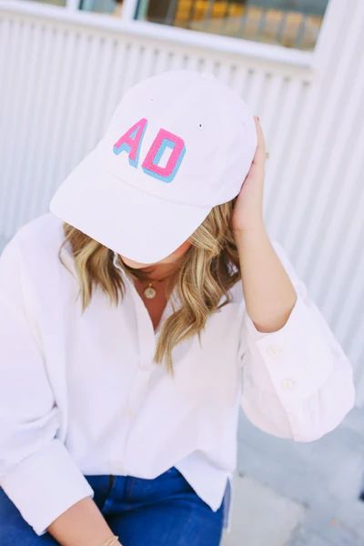Embroidered Shadow Monogram Baseball Hat | Sprinkled With Pink