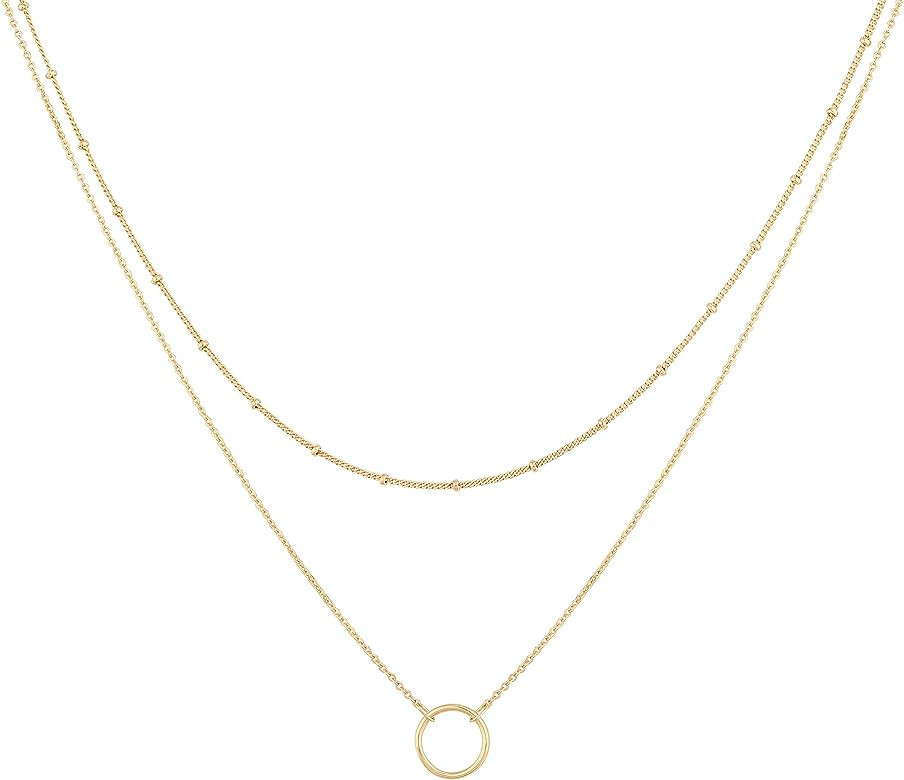 MEVECCO Layered Heart Necklace Pendant Handmade 18k Gold Plated Dainty Gold Choker Arrow Bar Laye... | Amazon (US)