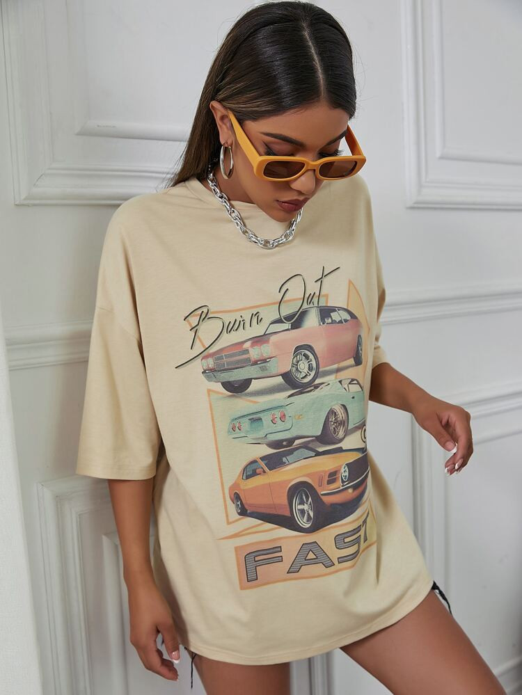 Cartoon Graphic Drop Shoulder Tee | SHEIN