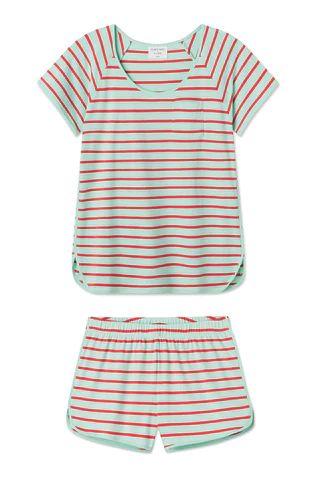 Pima Avery Shorts Set in Maraschino Stripe | LAKE Pajamas