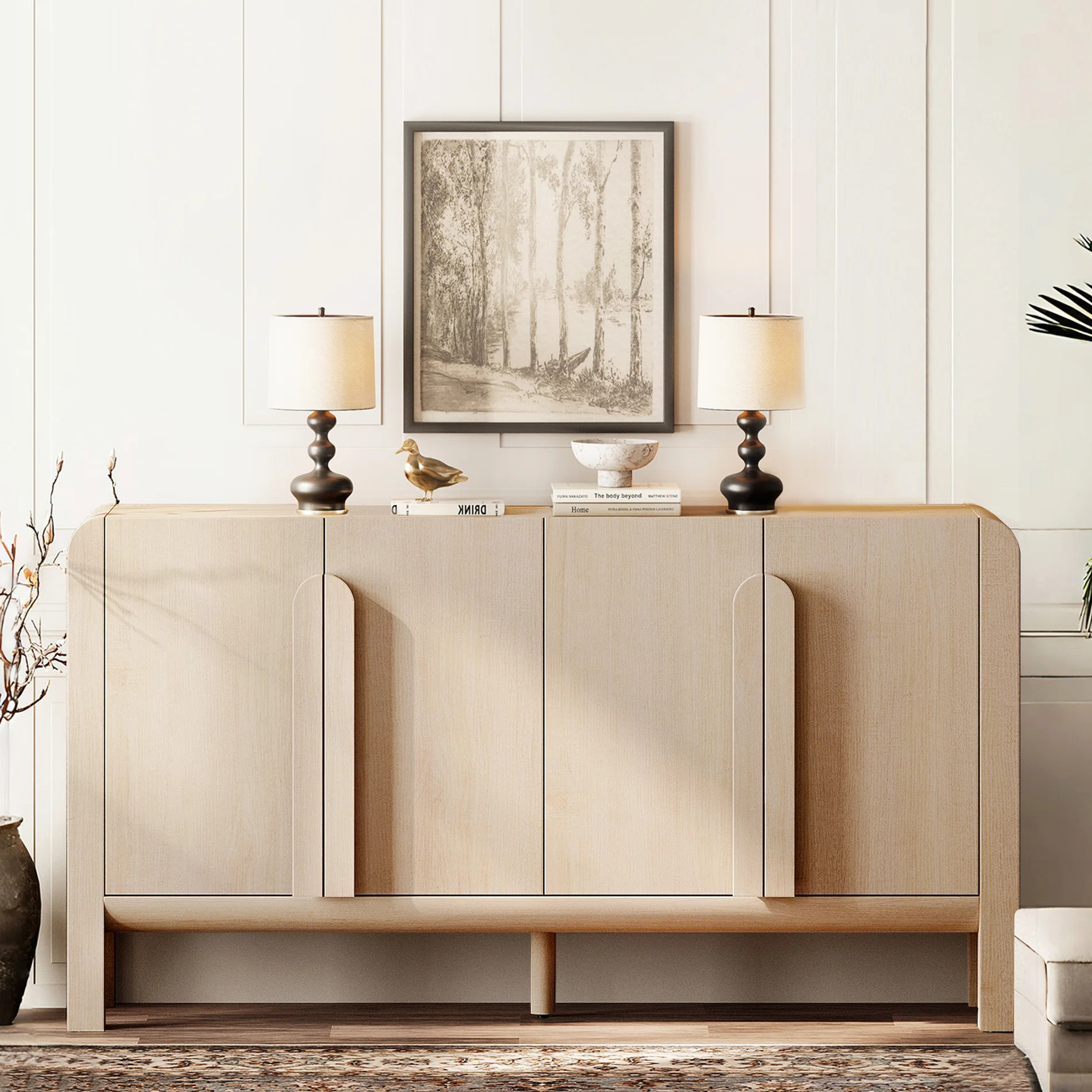 Adora 63" Accent Cabinet With 4 Doors And Adjustable Shelves, Modern Credenza Storage Cabinet Wit... | Wayfair North America