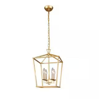 4-Light Golden Lantern Chandelier | The Home Depot