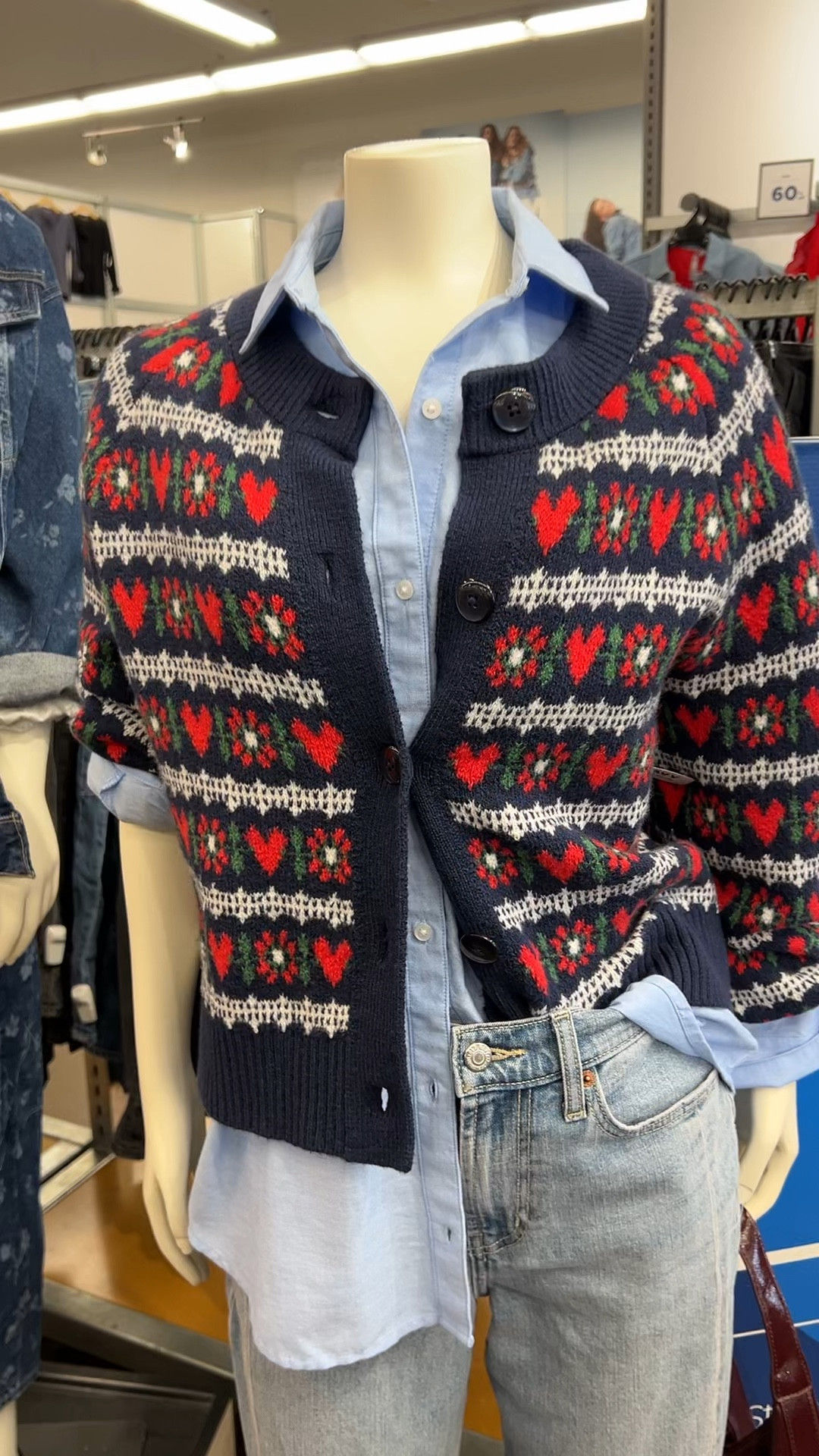 Old Navy killing it with the valentines sweaters this year, love this folk art heart fairisle! Fits true to sis, I’m a medium in old navy. You can go up and it will still look cute. 
