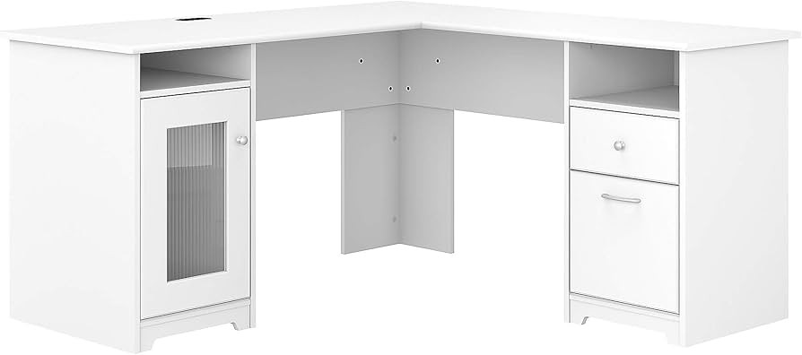 Bush Furniture Cabot L Shaped Computer Desk in White | Corner Table with Drawers and Storage for ... | Amazon (US)
