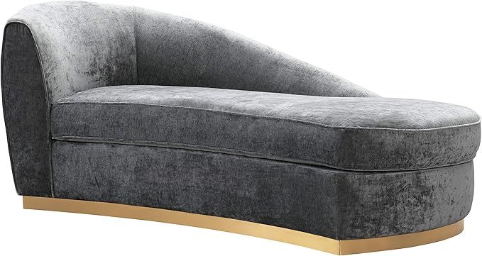 TOV Furniture The Adele Collection Contemporary Velvet Upholstered Chaise Sofa, Slub Gray | Amazon (US)
