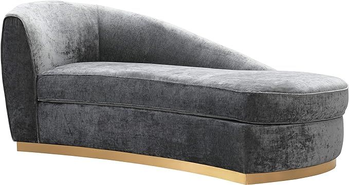 TOV Furniture The Adele Collection Contemporary Velvet Upholstered Chaise Sofa, Slub Gray | Amazon (US)