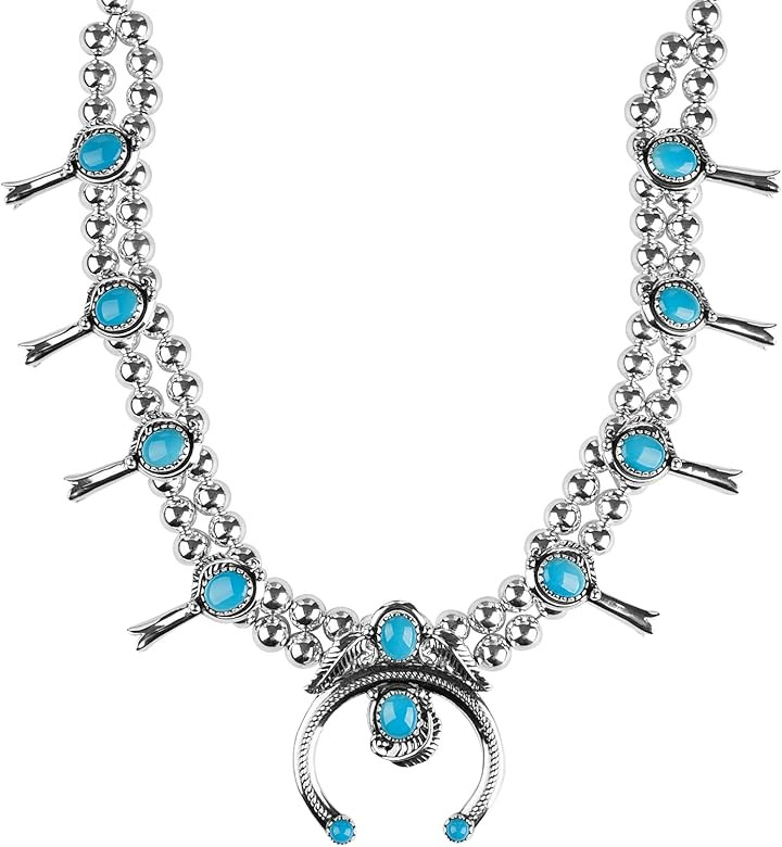 American West Sterling Silver Sleeping Beauty Turquoise Gemstone Squash Blossom Necklace 21 Inch | Amazon (US)
