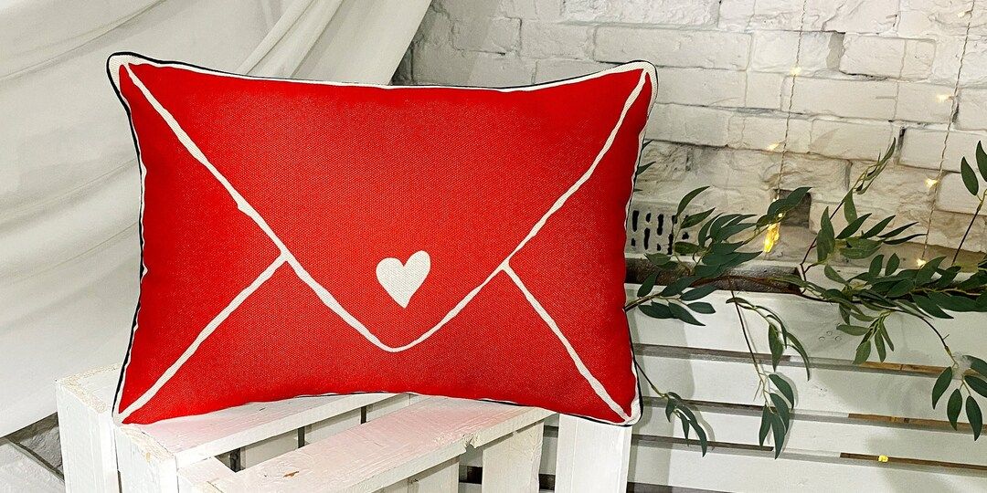 Red Lumbar Cushion Cover santa Love Letter  Xmas - Etsy | Etsy (US)