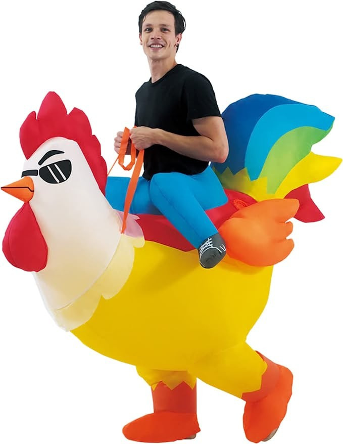 KOOY Inflatable Costume Rooster Ride On Chicken Costume Adult Halloween Costumes For Men Women Bl... | Amazon (US)