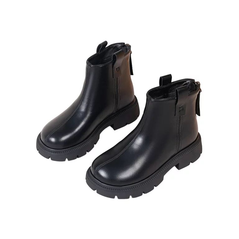 SIMANLAN Children Winter Boots Lug Sole Ankle Warm Lined Booties Kids Girl Fashion Shoes Girls Zi... | Walmart (US)