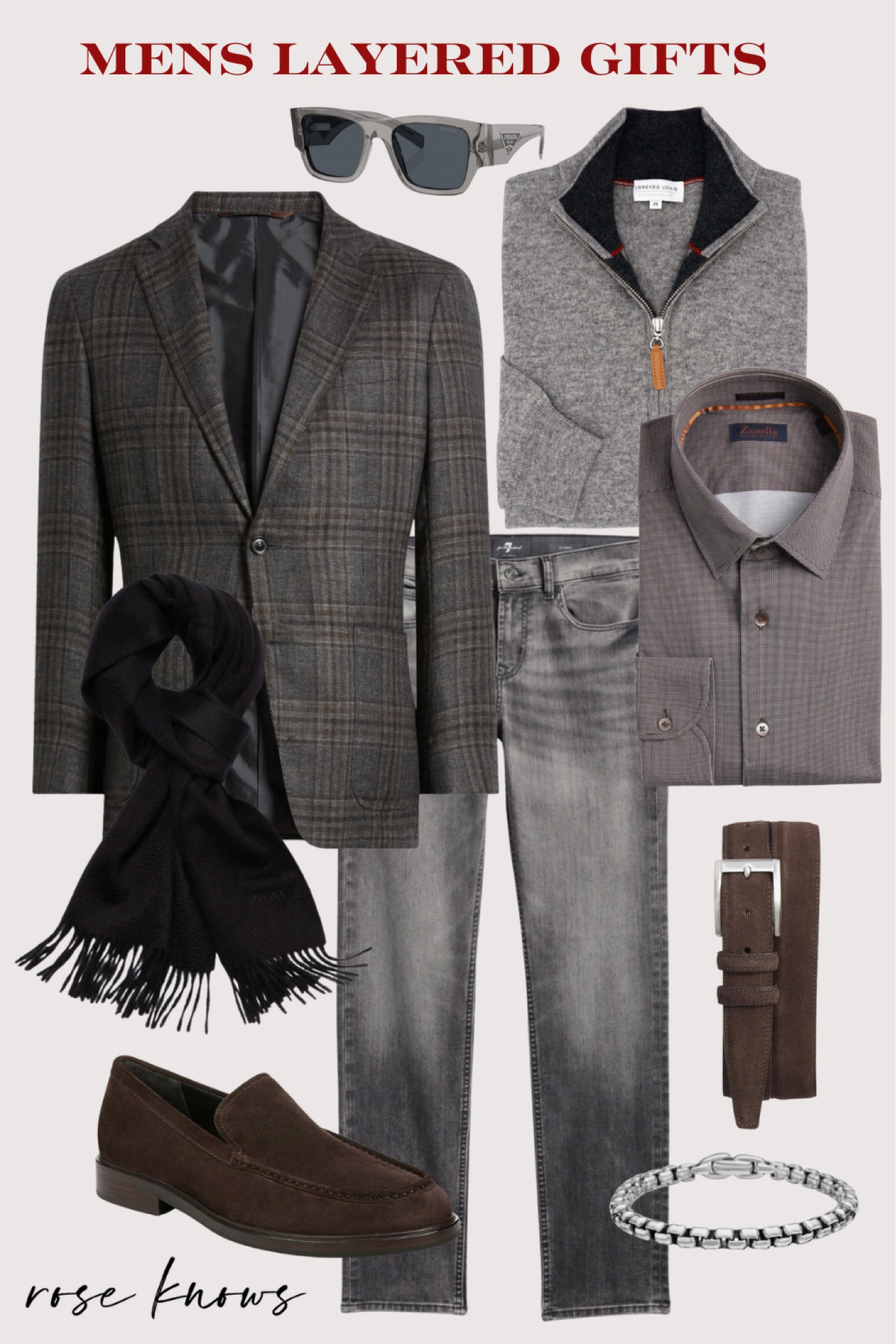 This is what a fine intriguing man would wear 😍
Men’s gifts 
Mens blazer 
Cashmere for men 
Suede Loafers 
Prada sunglasses 
Gray jeans 
Men’s jewelry 

#LTKGiftGuide #LTKMens #LTKWorkwear