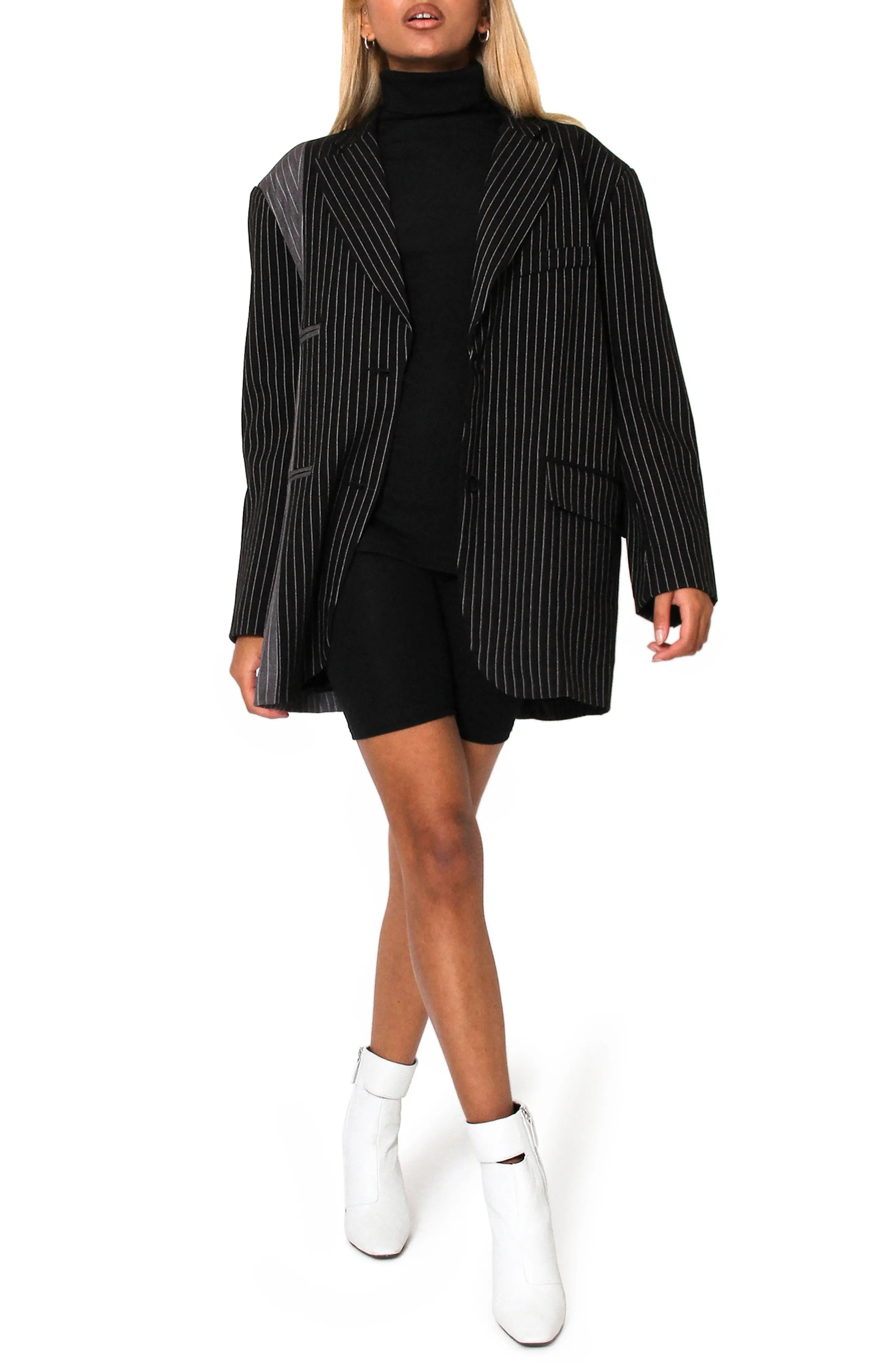 Women's Absence Of Colour Ophie Oversize Pinstripe Blazer, Size Large - Black | Nordstrom
