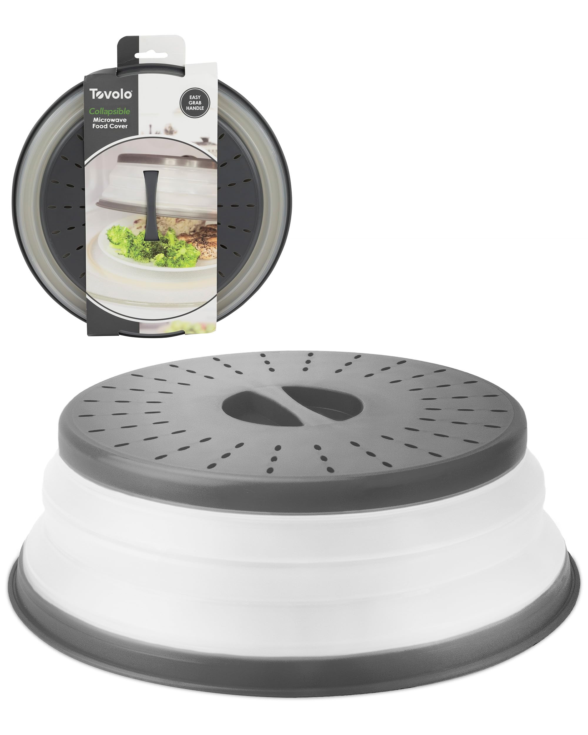 Tovolo Microwave Splatter Cover for Food, Medium (Charcoal) - Collapsible & Vented Silicone Splatter Guard Lid - Microwave Plate & Dish Cover with Handle - BPA-Free Kitchen Gadget for Meal Prep | Amazon (US)