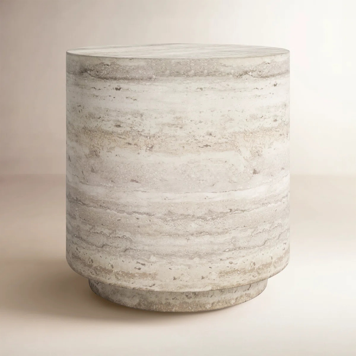 Totka Faux Travertine Round End Table | Wayfair North America