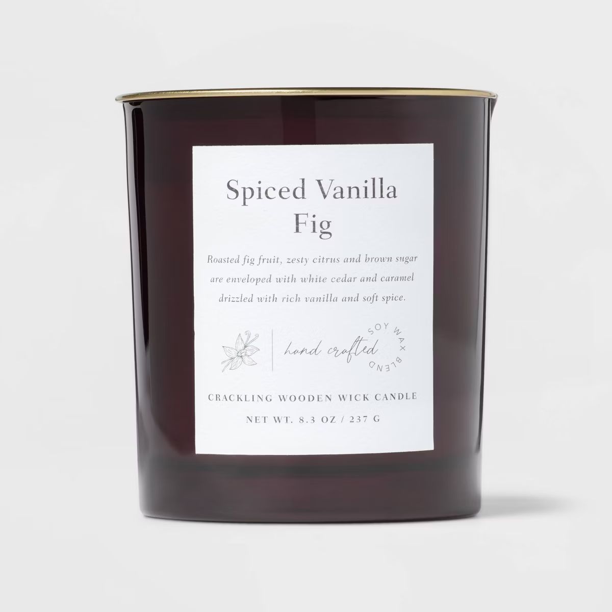 Clear Colored Glass with Woodwick and Brass Metal Inset Lid Spice Vanilla Fig Candle Purple - Thr... | Target