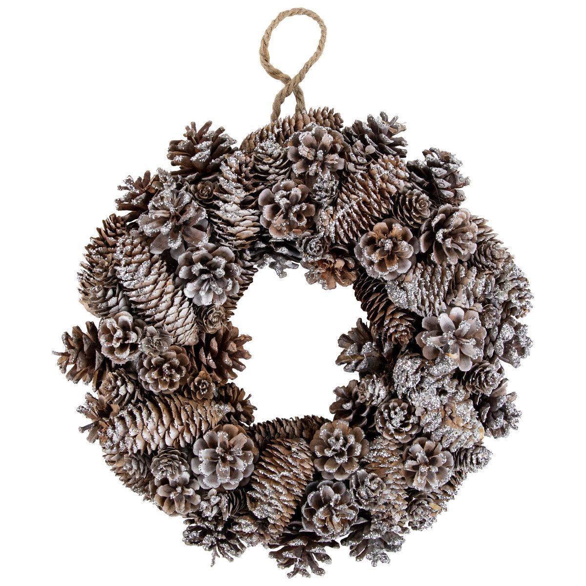 Northlight Frosted Assorted Pinecone Decorative Christmas Wreath, 13.5-Inch, Unlit | Target