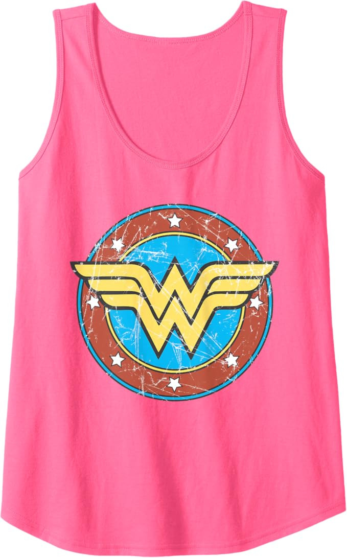 DC Wonder Woman Logo Circle Distressed Tank Top | Amazon (US)