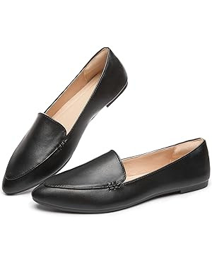 FINIWOR Loafers for Women Flats Shoes Women Pointed Toe Dress Shoes Comfortable Memory Foam Penny... | Amazon (US)