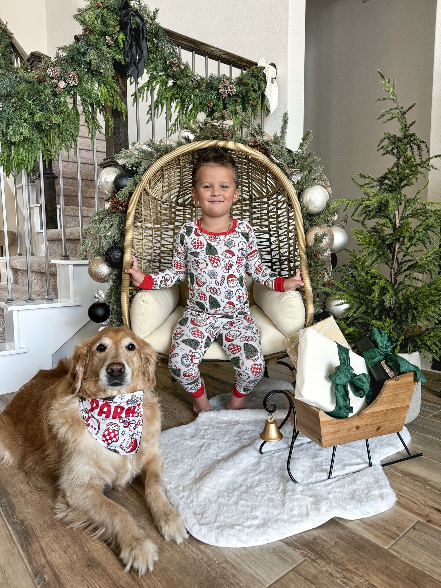 Reese is wearing a 5/6. Shipping was super quick on the custom dog name bandanna too. 

Be careful when washing and wash on cold. I’ve never had an issue with Caden lane but a friend said the red bleeds 

Family Christmas pajamas, matching holiday pajamas, kids Christmas pajamas, Christmas cookie pajamas 

#LTKHoliday #LTKFamily #LTKKids