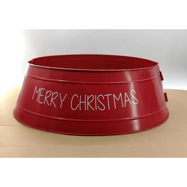 Red Merry Christmas Metal Tree Collar, by Holiday Time | Walmart (US)