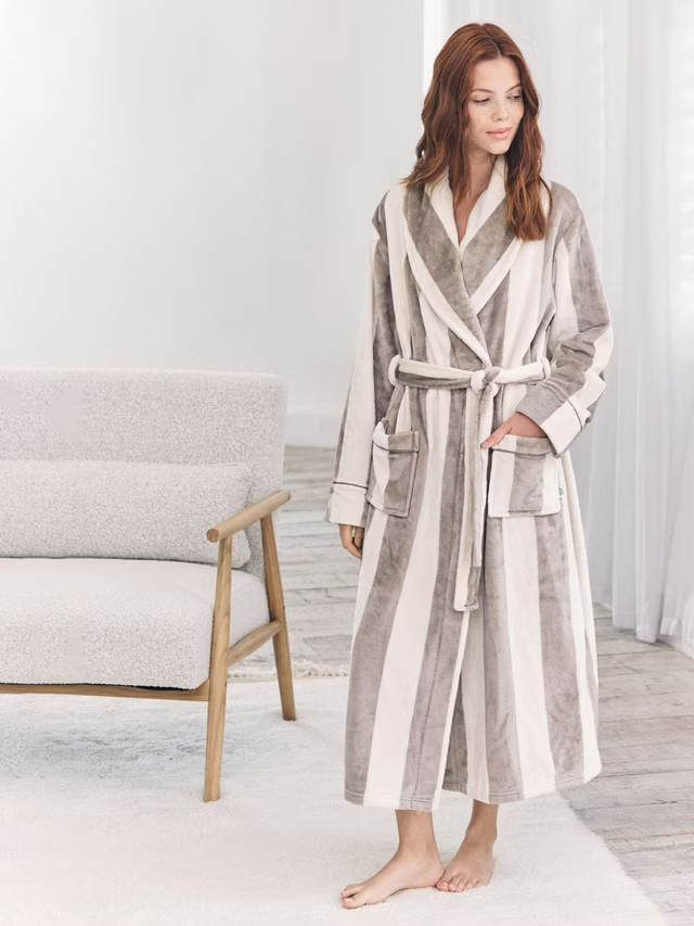 Chelsea Peers Fleece Stripe Long Dressing Gown | John Lewis (UK)