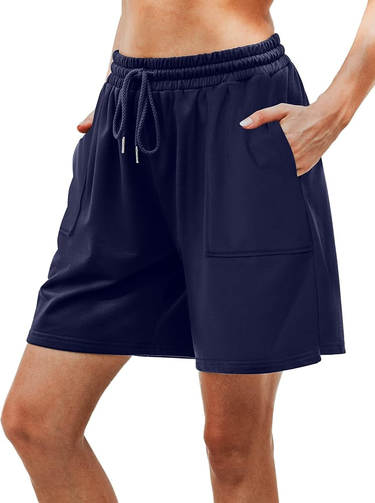 Cowasto Womens Cotton Sweat Shorts Casual Summer Loose Athletic Short Drawstring Waist Lounge Run... | Amazon (US)