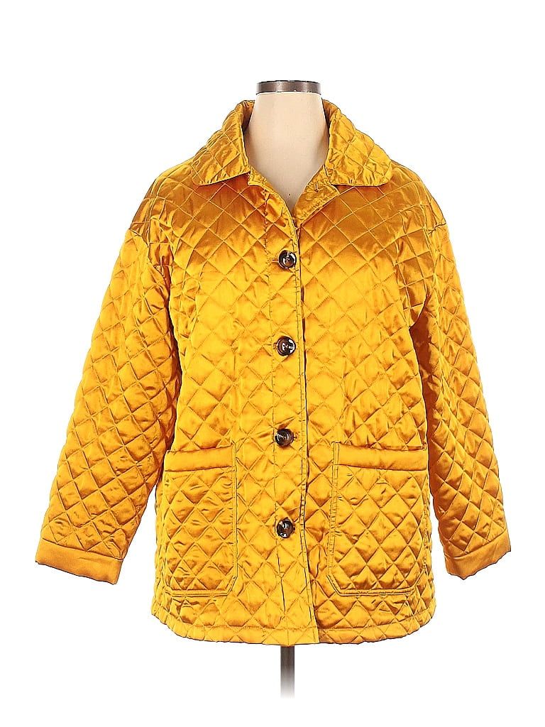 Who What Wear 100% Polyester Yellow Coat Size 1X (Plus) - 61% off | thredUP
