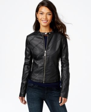 Jou Jou Seamed Faux-Leather Jacket | Macys (US)