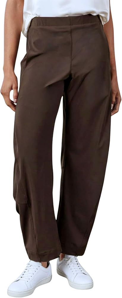 SeekMe Women's Cotton Linen Pants Barrel Leg Palazzo Elastic Waist Casual Capri for Beach Vacatio... | Amazon (US)