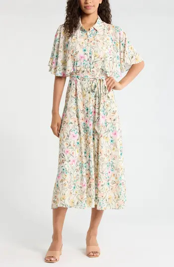 Vince Camuto Print Flutter Sleeve Maxi Dress | Nordstrom | Nordstrom