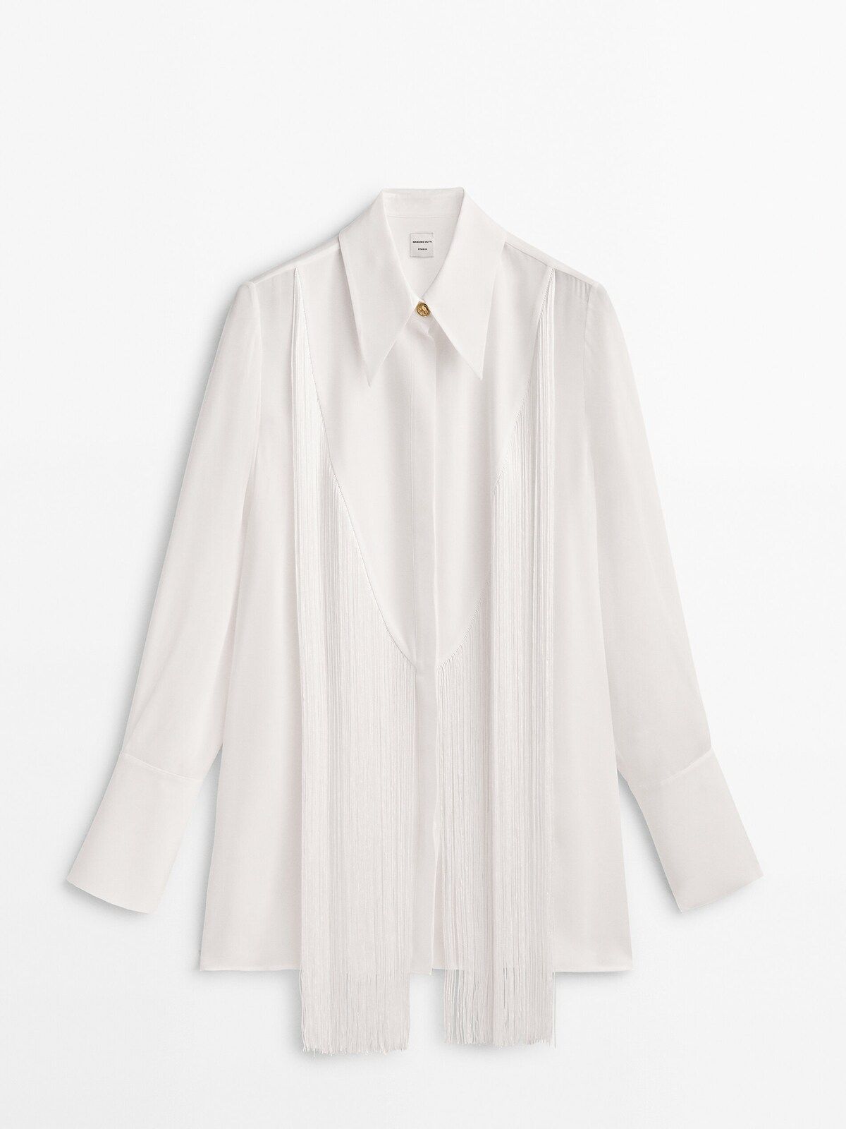 Silk blend shirt with fringing - Studio | Massimo Dutti (US)
