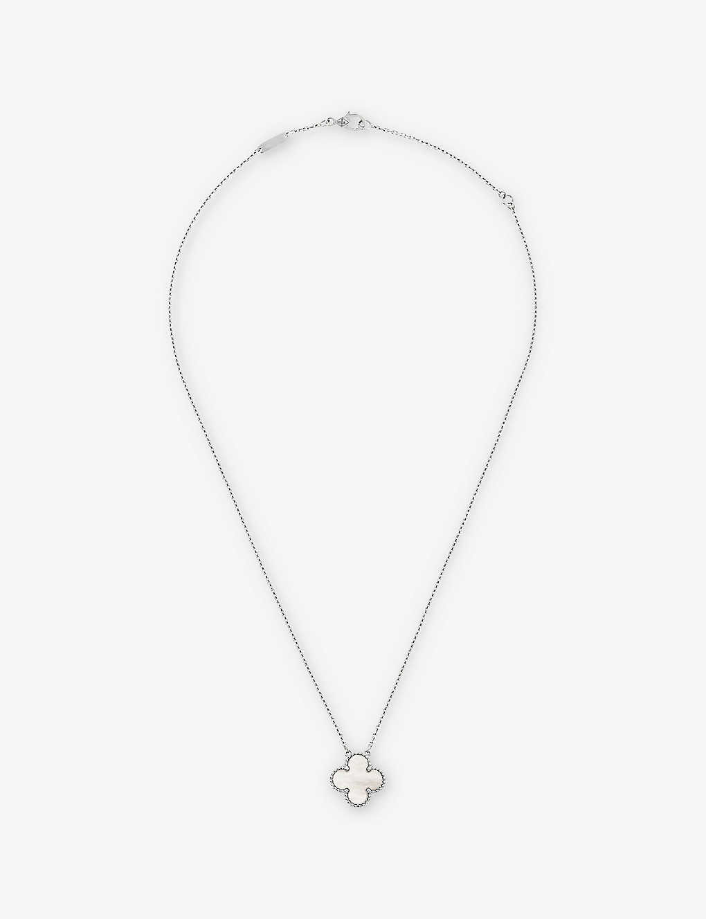 Vintage Alhambra white-gold and mother-of-pearl necklace | Selfridges