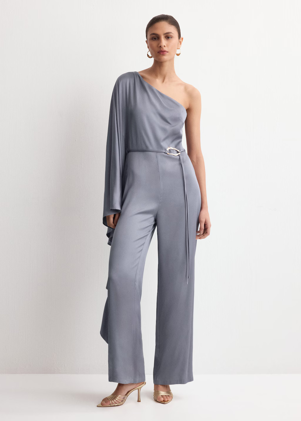 Asymmetrical flared-sleeve jumpsuit blue - Woman - M - MANGO | Mango (US/MX/AU)
