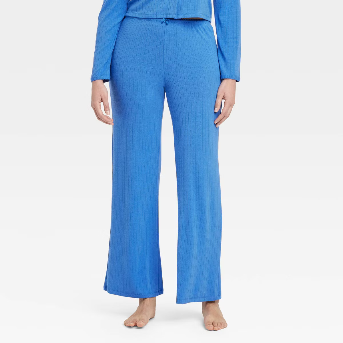 Women's Pointelle Pajama Pants - Auden™ Blue 2X: Midweight Wide Leg, Full Waistband Elastic | Target