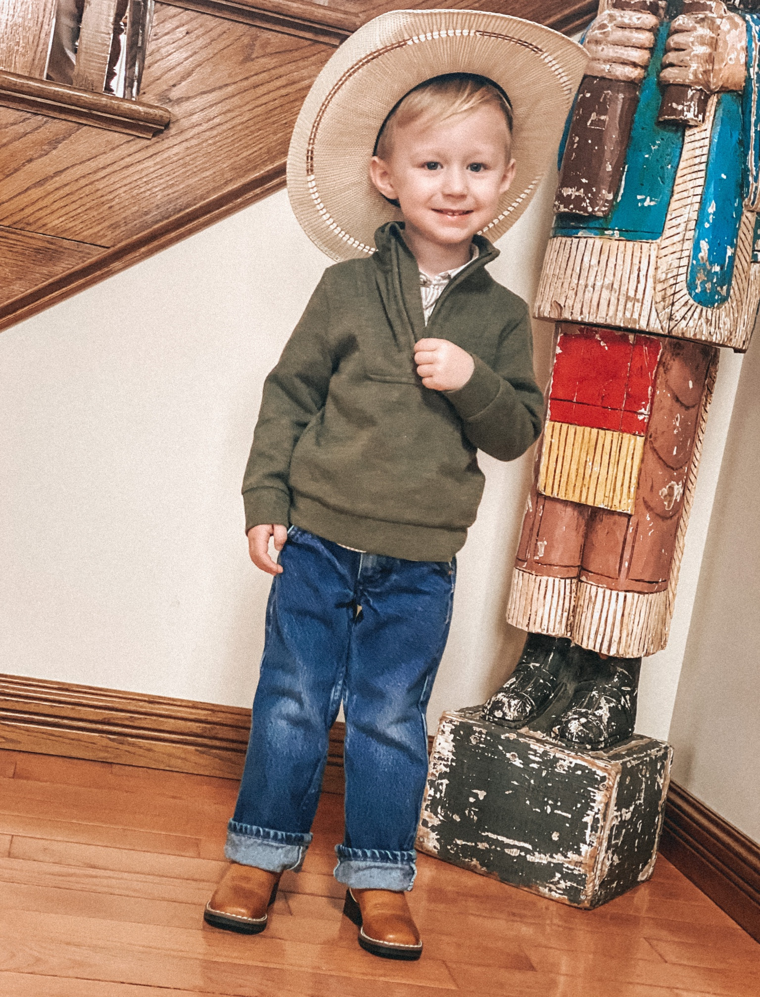 My little cowboy all ready for the farm show🚜
Toddler boy. Farm kid. Ranch wear. Wrangler jeans. Cowboy boots. Straw hat.

#LTKFind #LTKbaby #LTKkids