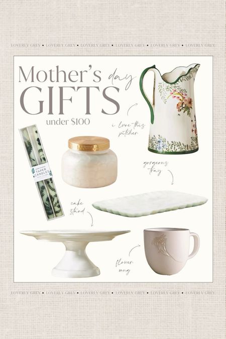 Mother's Day Anthropologie gifts under $100. This pitcher is stunning! I love this cake stand and Capri Blue Candle. Loverly Grey, Mother's Day

#LTKfindsunder100 #LTKGiftGuide #LTKhome