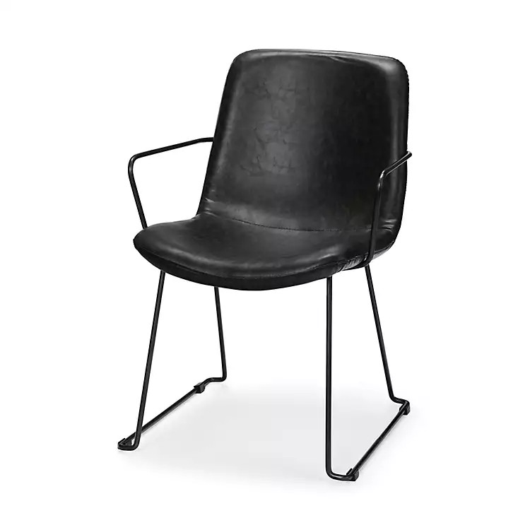 Black Modern Leather Wire Frame Dining Chair | Kirkland's Home