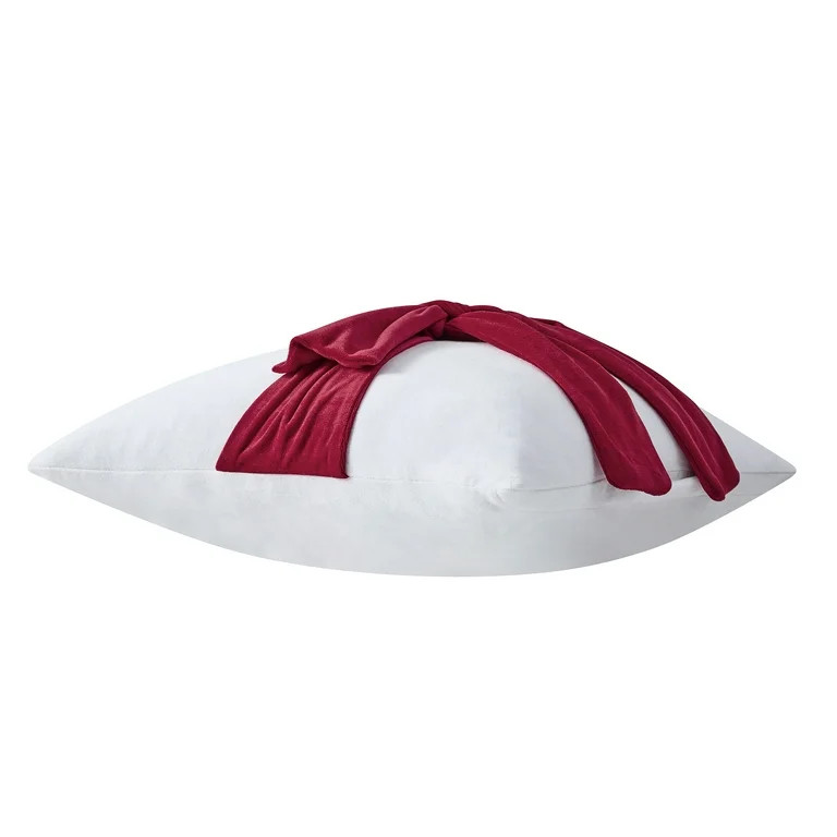 My Texas House 20" x 20" White/Red Velvet Bow Decorative Pillow | Walmart (US)
