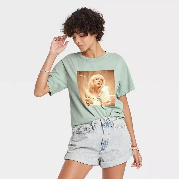 Women's Billie Eilish Happier Than Ever Short Sleeve Graphic T-Shirt - Green | Target