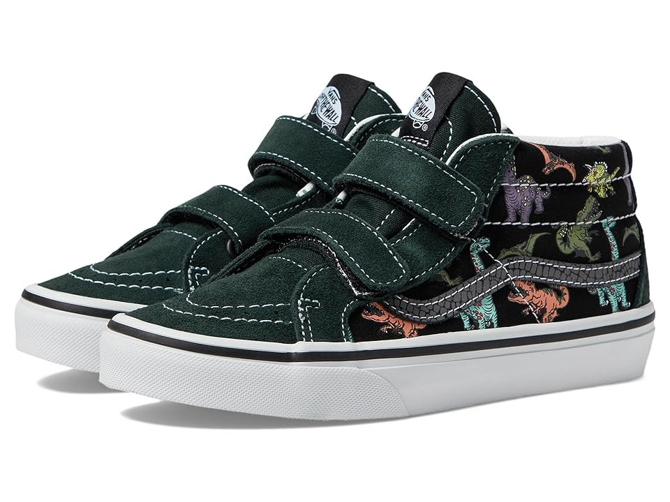 Vans Kids Sk8-Mid Reissue V (Little Kid) Kid's Shoes Glow Dino Multi/True White : 2.5 Little Kid M, Fabric/Leather | Zappos