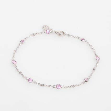 Silver & Pink Embellished Bracelet | TK Maxx