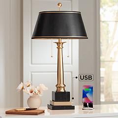 Georgetown Brass Finish Desk Lamp with USB Port | Lamps Plus
