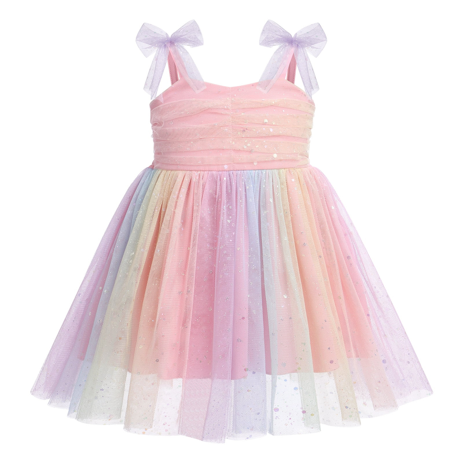 IBTOM CASTLE Toddler Baby Girls Boho Rainbow Tutu Floral Sequin Sleeveless Backless Ruffle Tulle ... | Walmart (US)