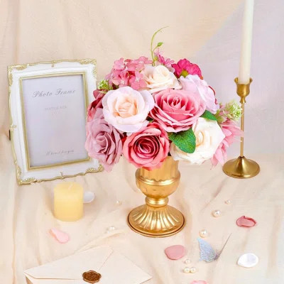 Rose Artificial Flowers Combo, Pink Flowers Dusty Rose Silk Flowers With Stems For Diy Bridal Wedding Bouquets Floral Arrangements Table Centerpieces | Wayfair North America