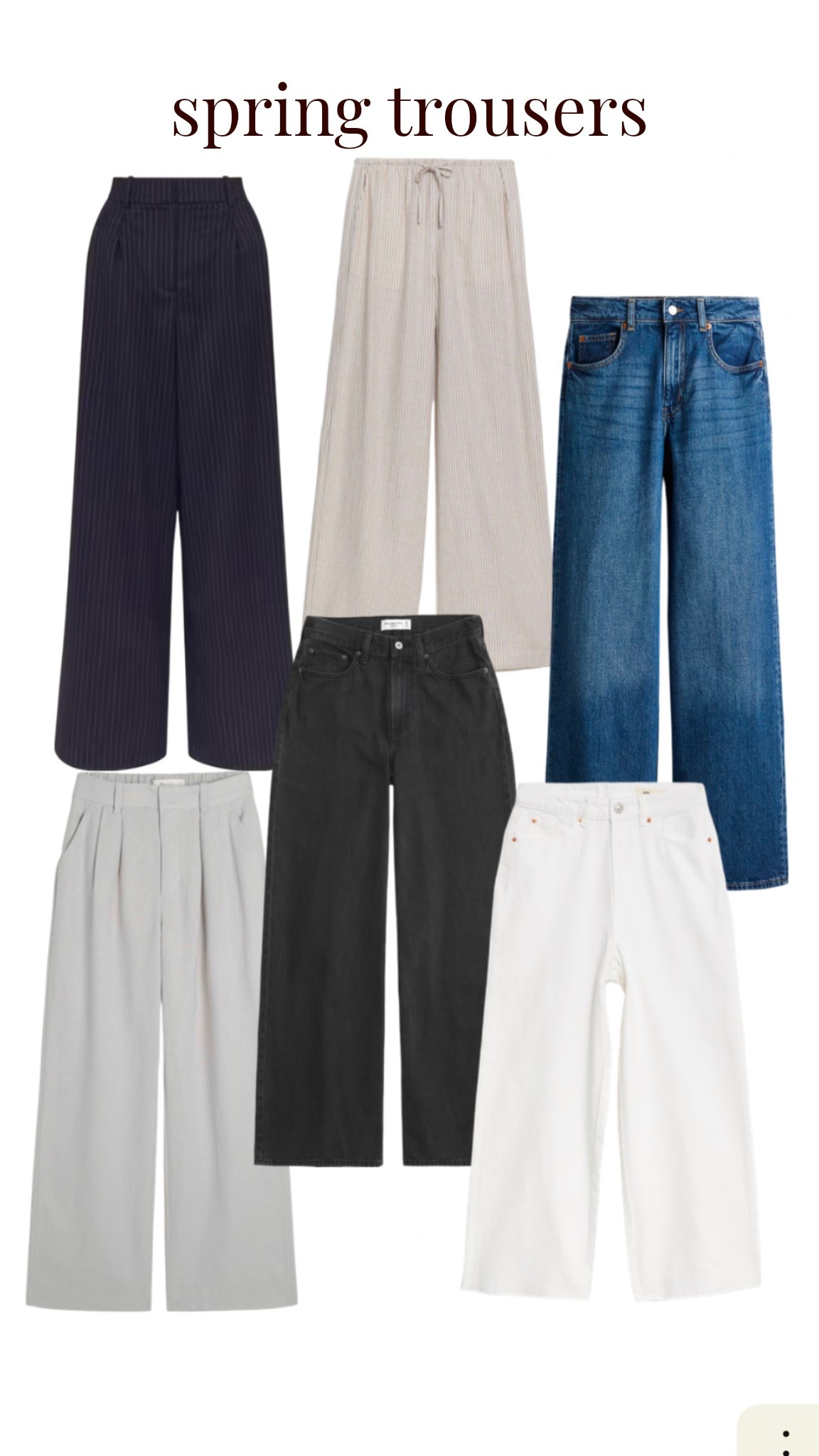 Spring trousers, wide leg jeans, linen trousers, pinstripe trousers, tall girl outfits, tall style inspo, asos tall, Abercrombie, 

#LTKspring #LTKuk #LTKstyletip