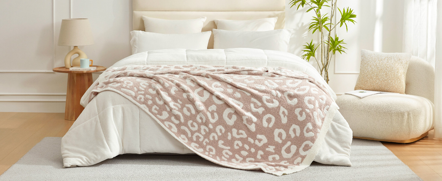 Snuggle Sac Leopard Throw Blanket for Couch Bed Sofa 50x60 inches, Reversible Beige Leopard Blank... | Amazon (US)